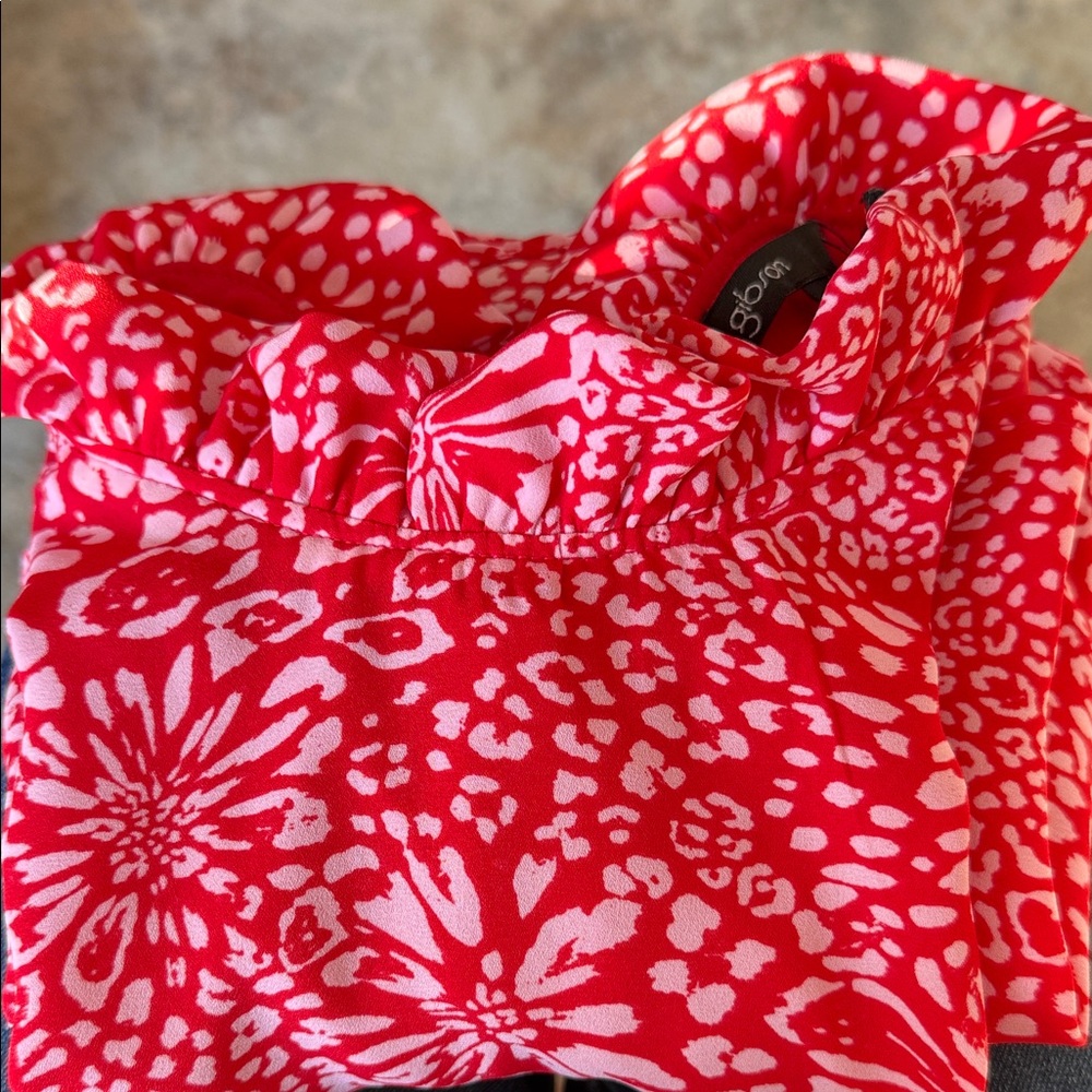 Gibson Red and Pink Patterned Fabric size L Brand new top - Picture 6 of 6